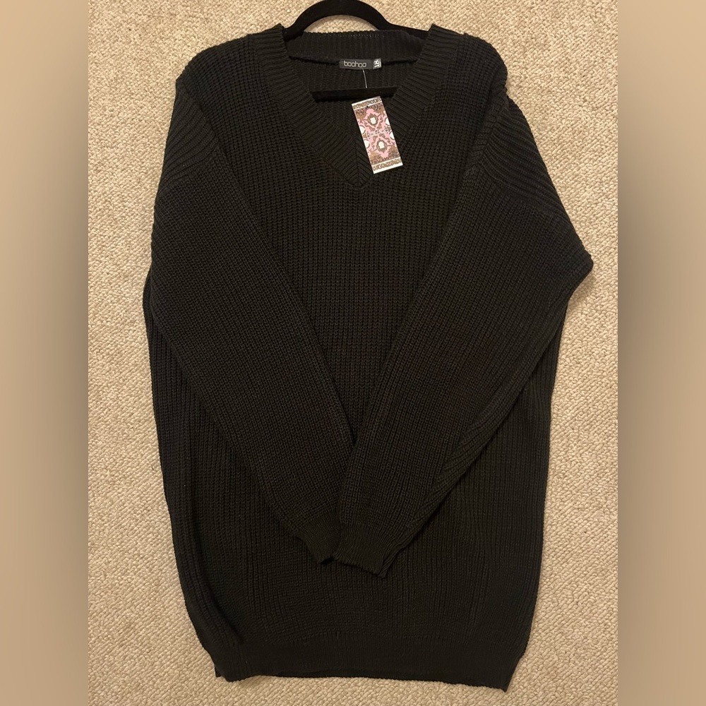 Boohoo  V-Neck Black Sweater dress